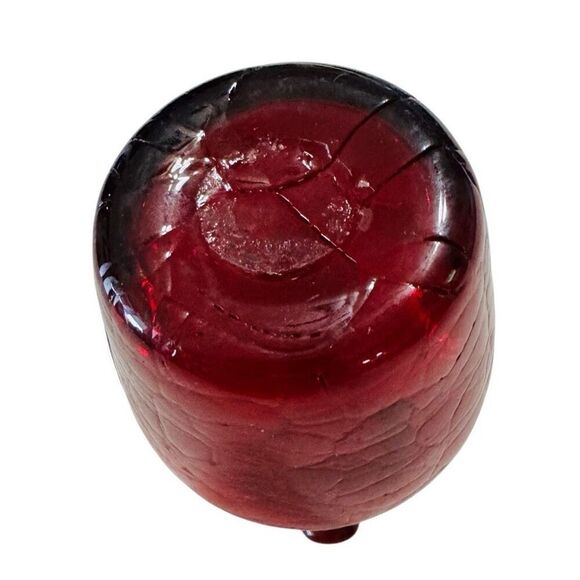 Pilgram Glass Vintage Hand Blown Red Crackle Glass Mini Pitcher - Picture 8 of 8